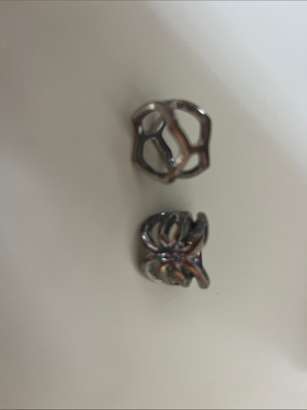Set of Two Sculptural Silver-Tone Rings